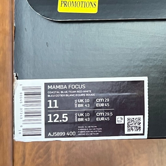 Nike KOBE Mamba Focus, size men's 11, color coastal blue/team red/white, NIB!! - Picture 13 of 16